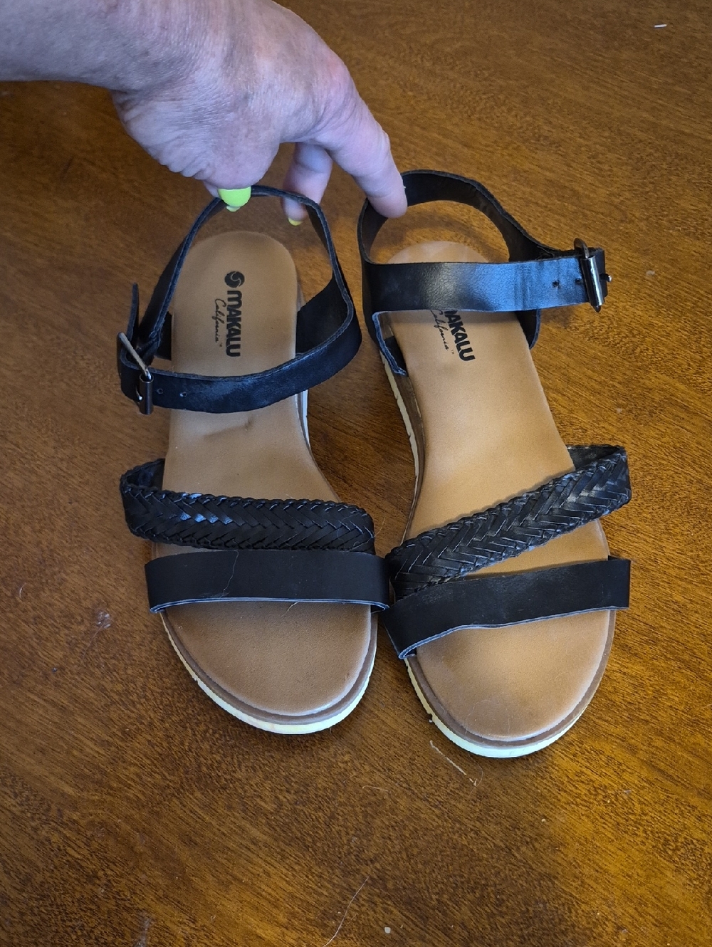 Black Braided-Strap Ankle Wrap Sandals by Makalu